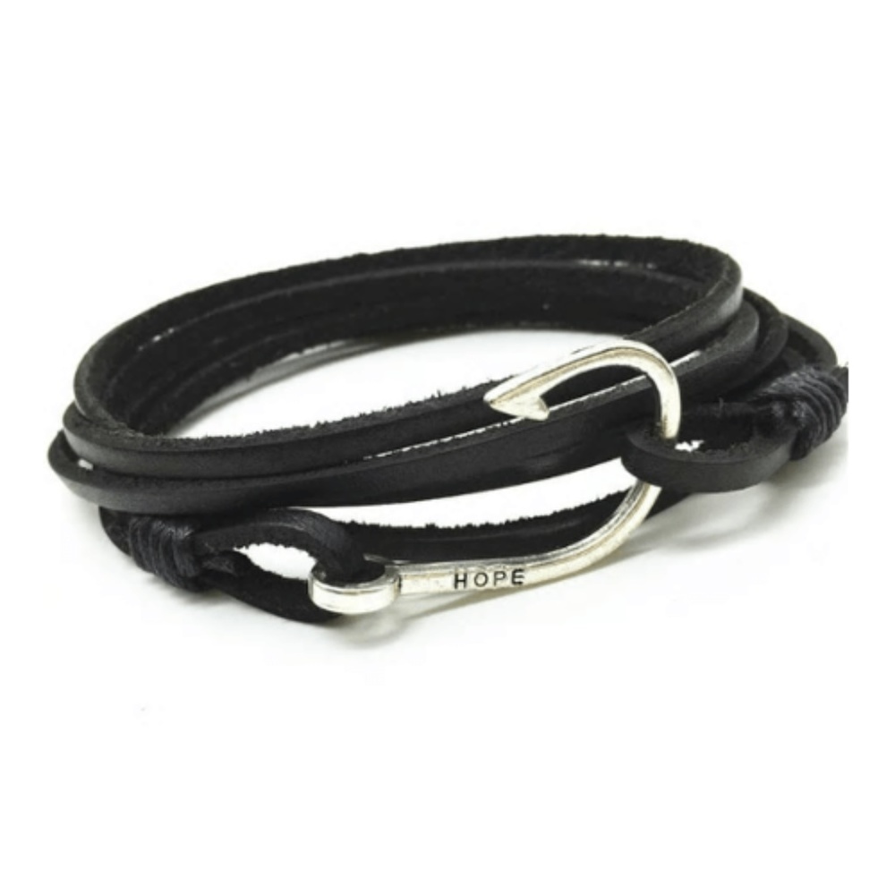 Fish Hook Leather Bracelet